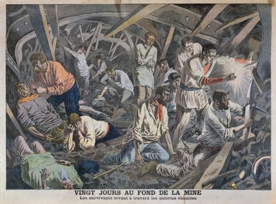 Veinte días en el fondo de la mina, de Le Petit Journal, abril de 1906 de French School