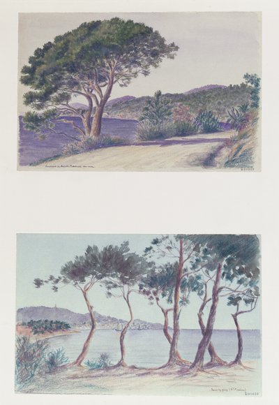 Dos vistas de Sainte Maxime de French School
