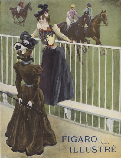Dos mujeres bien vestidas en un hipódromo de French School