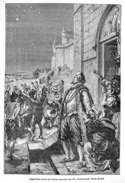 Tycho Brahe ve una nueva estrella (grabado) de French School