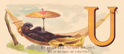 U: ¡Un perezoso, el pájaro de las islas! ¡Un indolente, un inútil! de French School