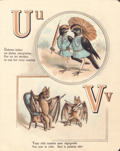 U V: Urubú, uniforme, vampiro, violín de French School