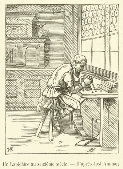Un lapidario en el siglo XVI (grabado) de French School