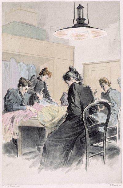 Un atelier de couture - en “Nos contemporains” de Octave Uzanne de French School