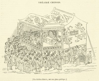 Un teatro chino, en una plaza pública (grabado) de French School