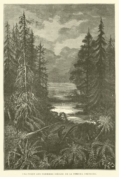 Un bosque en los primeros siglos del período cretácico de French School