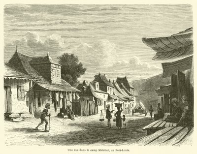 Una calle en el campamento Malabar, en Port-Louis de French School