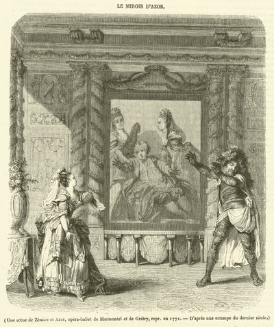 Una escena de Zemire y Azor, ópera-ballet de Marmontel y Gretry, repr en 1771 de French School