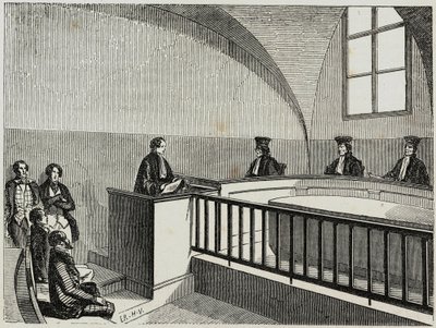 Una tesis en la escuela de derecho en París - Grabado en "Tableau-de-Paris" por Edmond Texier 1852 de French School