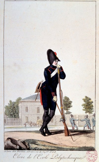 Uniforme: un estudiante de la Escuela Politécnica en el siglo XIX. Impresiones del siglo XIX. París, Museo Carnavalet de French School