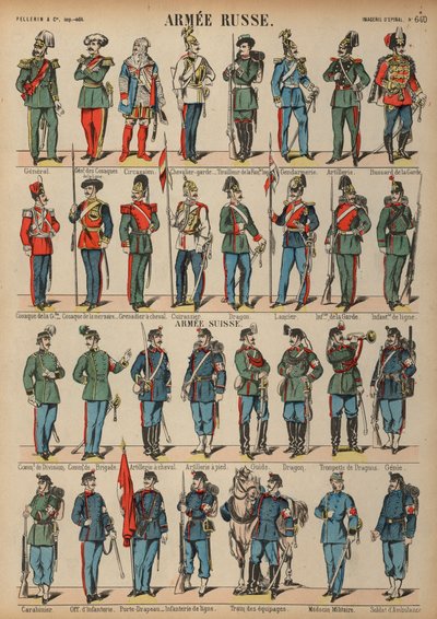 Uniformes de los ejércitos ruso y suizo de French School
