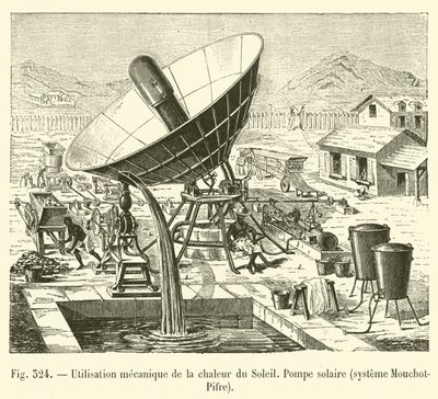 Utilización mecánica del calor del Sol, Bomba solar, sistema Mouchot-Pifre de French School