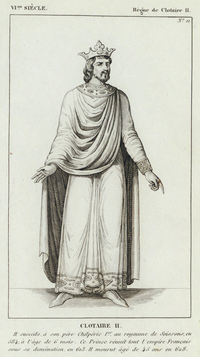 VI Siglo, Reinado de Clotario II, Clotario II (grabado) de French School