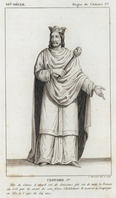 VI Siglo, Reinado de Clotario I, Clotario I (grabado) de French School
