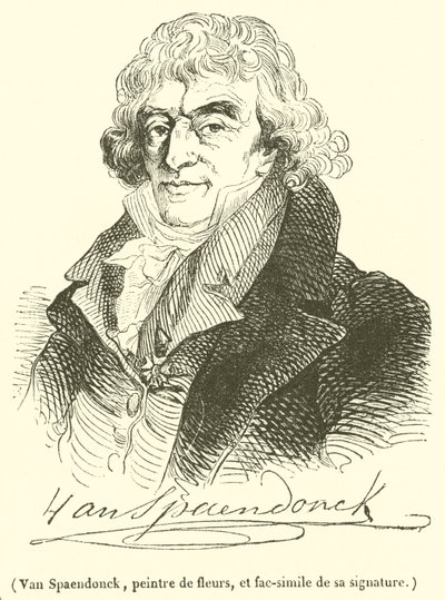 Van Spaendonck, pintor de flores, y facsímil de su firma de French School