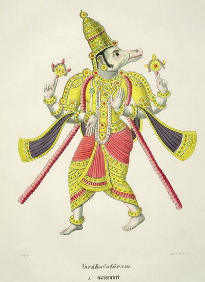 Varaha, grabado por de Marlet de French School