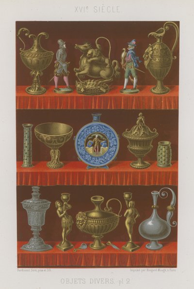 Varios objetos del siglo XVI de French School