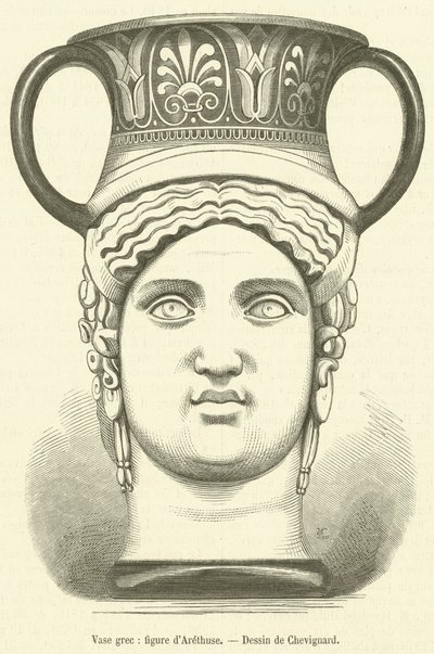 Vaso griego, figura de Arethusa de French School