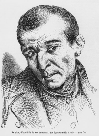 Vautrin arrestado e identificado, ilustración de Esplendores y Miserias de las Cortesanas por Honoré de Balzac, publicado en 1867 de French School