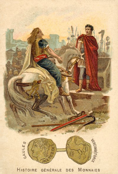 Vercingétorix se rinde a Julio César, 52 a.C. de French School