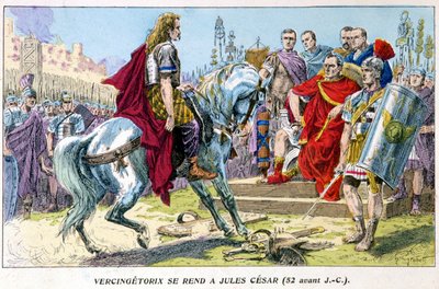 Vercingétorix se rinde a Julio César (52 a.C.) de French School