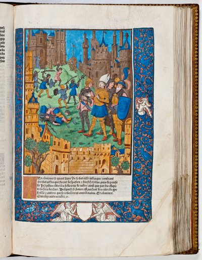 Vespasiano somete la revuelta en Galilea, 67 d.C. (impresión coloreada a mano) de French School