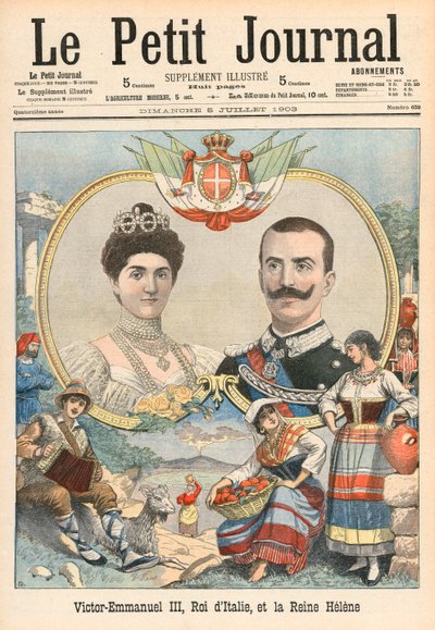 Víctor Manuel III de Italia y la Reina Helena de French School