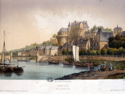 Vista de Amboise - litografía de French School