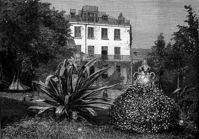 Vista de Hauteville House, residencia de Victor Hugo durante su exilio en la isla de Guernsey. Grabado en “El Mundo Ilustre” n°1249 del 5 de marzo de French School