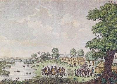 Vista de Joal, puerto de comercio en el Reino de Sine, Senegal, c.1810 de French School