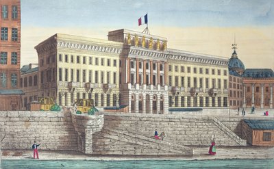 Vista del Hotel de la Moneda desde el Puente Nuevo, París (grabado en color) de French School