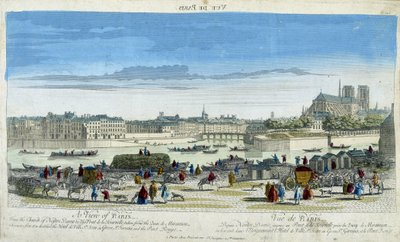 Vista de París y Notre-Dame, tomando los muelles de la Ile St Louis de French School