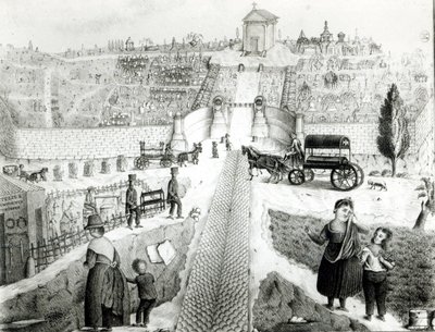 Vista del Cementerio de Père-Lachaise, principios del siglo XIX de French School