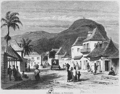 Vista de Port Louis, rue Desforges, Mauricio, 1861 de French School