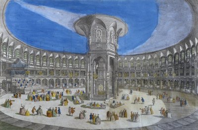 Vista de una fiesta de almuerzo, jardines de Ranelagh, interior de la rotonda, Londres de French School