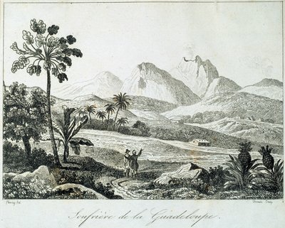 Vista de una soufrière en Guadalupe. Grabado del siglo XIX. Chartres, Museo de Bellas Artes de French School