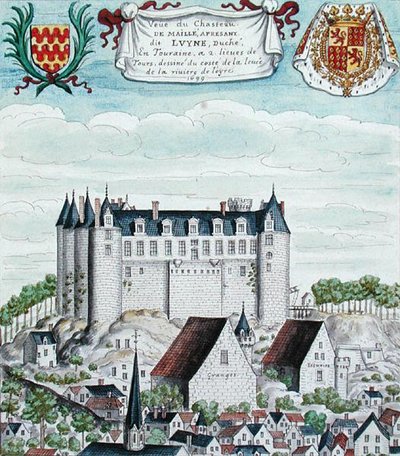 Vista del Chateau de Maille en la Tourraine de French School