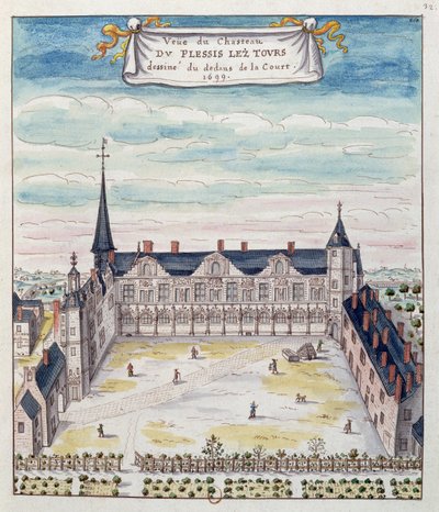 Vista del Chateau de Plessis-les-Tours en la Tourraine, 1699 de French School