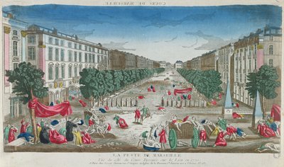 Vista del Cours Belsunce, Marsella, durante la plaga de 1720 de French School