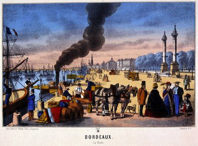 Vista del Puerto de Burdeos, imagen de Epinal, s.f. Siglo XIX de French School