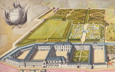 Vista del Prytanee Imperial, anteriormente el Colegio Jesuita en La Fleche, c.1810 de French School