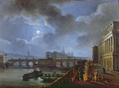 Vista del Sena desde la orilla izquierda, finales del siglo XVIII de French School