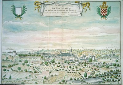 Vista de la abadía de Fontevrault (Fontevraud) en Maine y Loira de French School