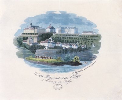 Vista del internado y colegio en Friburgo, Suiza de French School