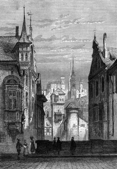 Vista de la ciudad de Núremberg en Alemania de French School