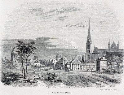 Vista de la ciudad de Saint Denis, principios del siglo XIX de French School