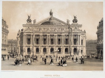 Vista de la fachada de la Ópera Garnier en París con vista al Boulevard des Capucines. Acuarela del siglo XIX. París, Museo Carnavalet de French School
