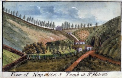 Vista de la isla de Santa Elena con la tumba del Emperador Napoleón I de French School