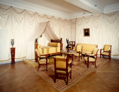 Vista de la habitación del emperador Napoleón I en el castillo de Malmaison, en Rueil Malmaison de French School