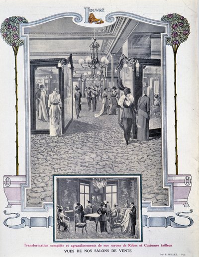 Vista de las ferias de ventas de la tienda “Au Louvre” de French School